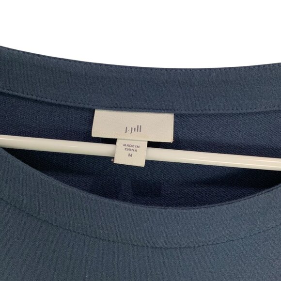 J. Jill Blue Scoop Neck Long Sleeve Layered Design Side Knot Top Blouse Size M - Picture 3 of 5